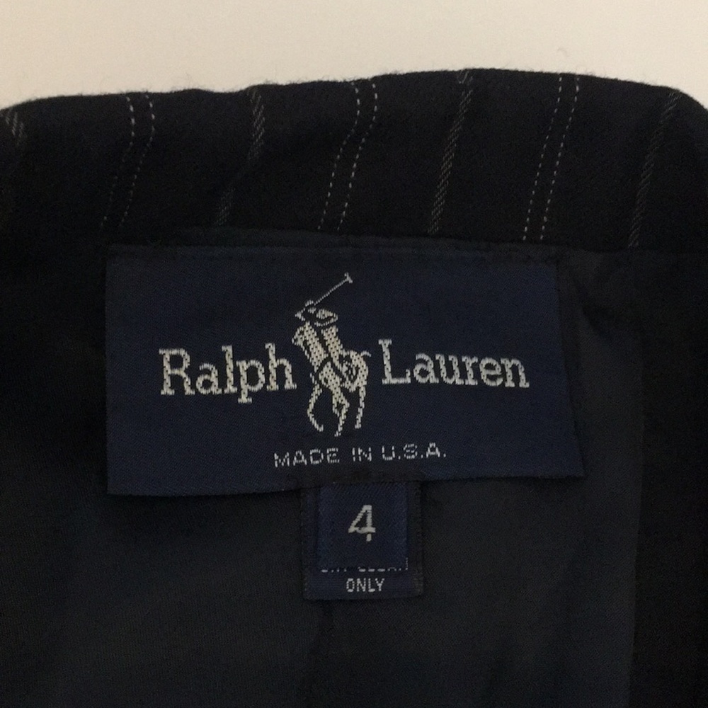 Ralph Lauren pinstriped blazer navy wool blend 4 - Picture 6 of 8
